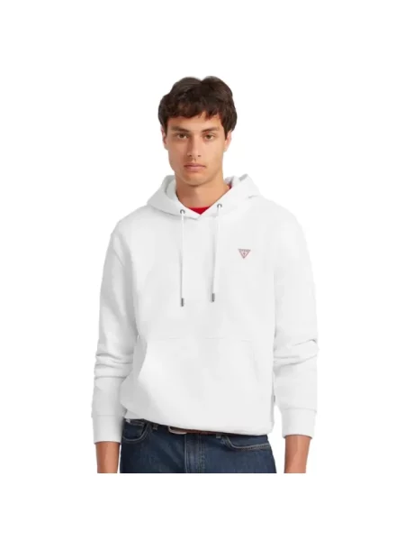 Jeansy Guess w geometryczne wzory z kapturem z długim rękawem białe