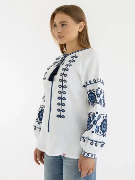 Лляна Вишита сорочка Folk Moda білий