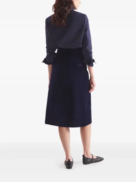 Samt suknja Maison Kitsuné prorez plava
