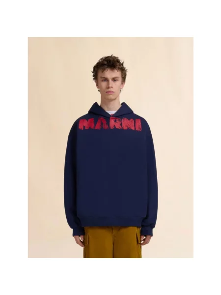 Bluza z kapturem Marni z kapturem niebieska