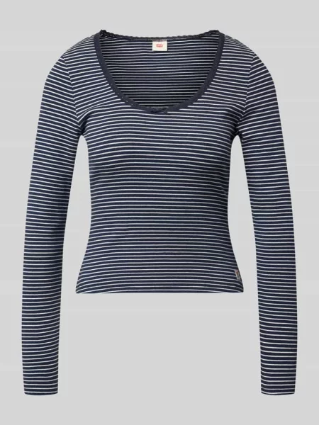 Bluzka z długim rękawem o kroju slim fit z mieszanki bawełny Levi's® 300 niebieska