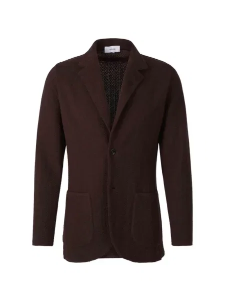 Geacă Lardini tricotate cu model herringbone maro