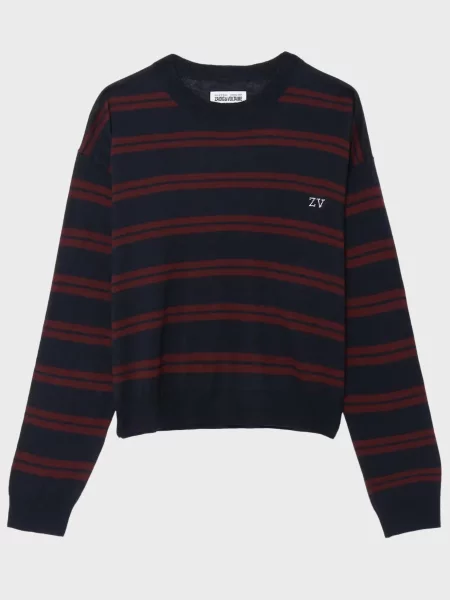 Кашемировый свитер Zadig&voltaire в полоску синий