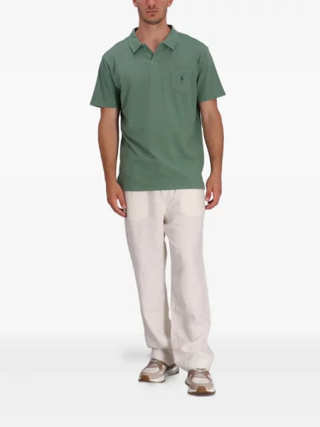 Lněné pruhované tričko Polo Ralph Lauren šedé