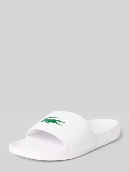 Klapki Lacoste z nadrukiem białe
