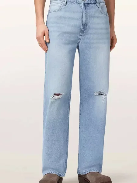 AllSaints jeansy straight LENNY niebieskie
