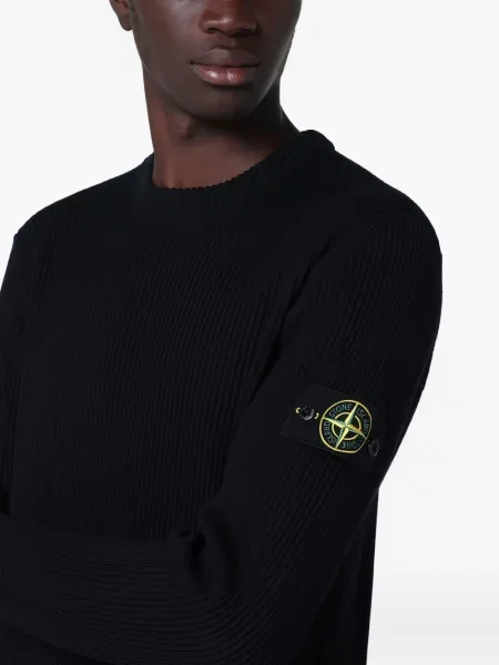 Вълнен пуловер Stone Island камъни черно