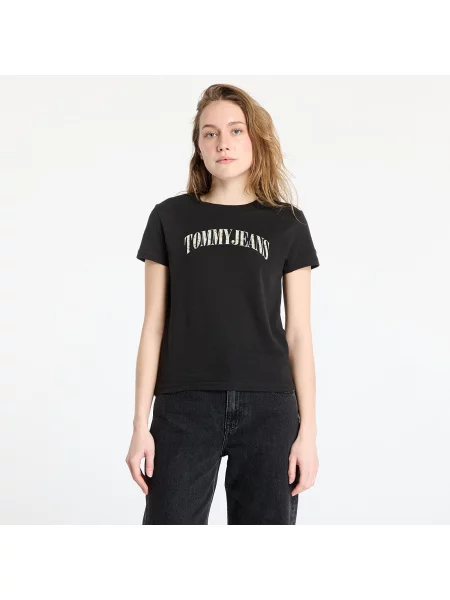 Тениска Tommy Jeans Regular Floral Varsity Tee Black XS черно