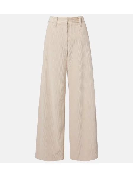 Pantaloni Brunello Cucinelli de catifea cord alb