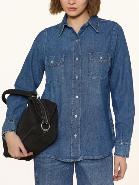 7 For All Mankind Bluzka Jeansowa Western Z Nitami blau