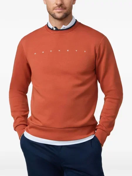 Pulover Hackett London cu imagine cu decolteu rotund portocaliu