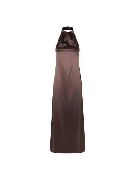 Sukienka Alysi z dekoltem halter brązowa