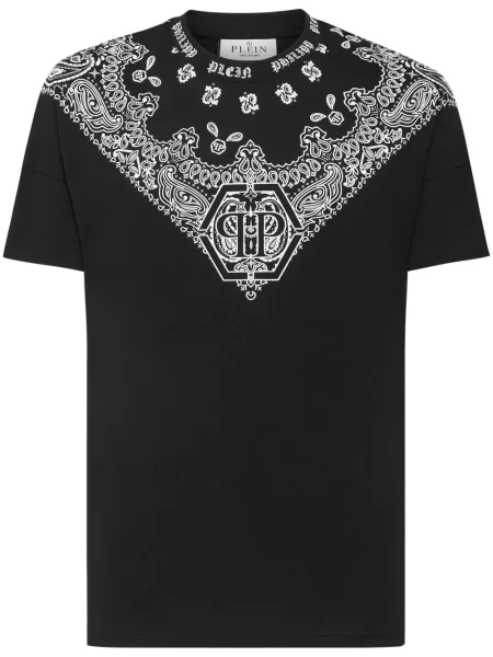 Tricou Philipp Plein cu model paisley negru
