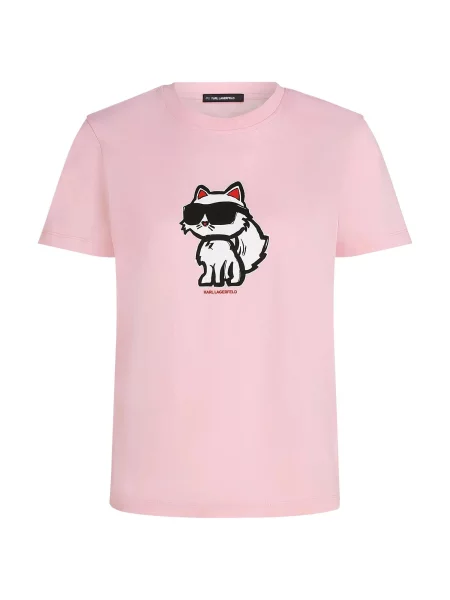 Karl Lagerfeld Tricou Ikon Choupette deschis roz
