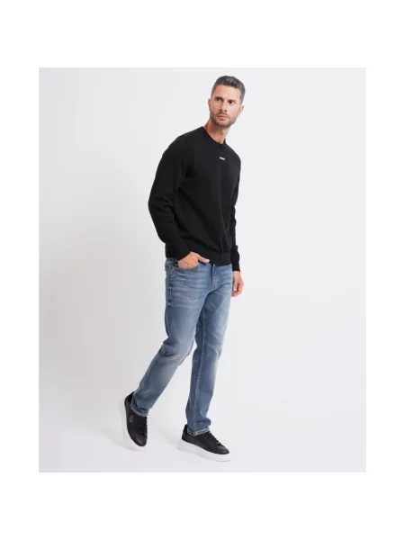 Sweter z dzianiny o kroju regular fit z czystej Model SAN Hugo czarny