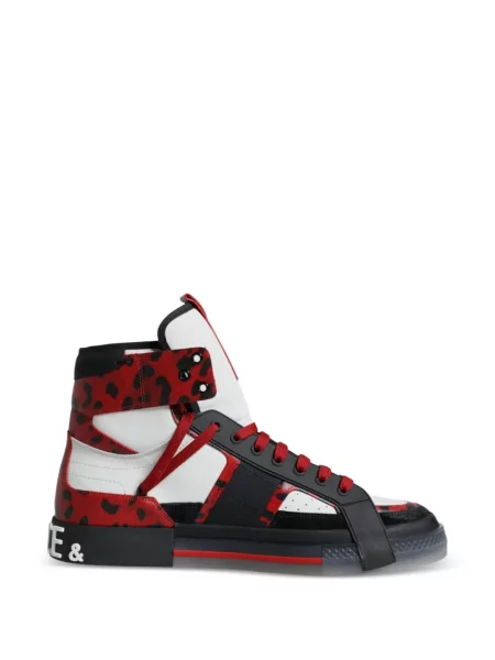 Sneakerși Dolce & Gabbana Portofino cu imagine cu model leopard roșu