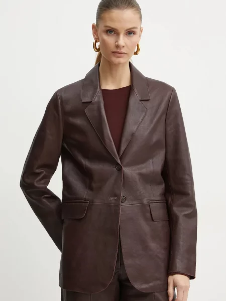 Forte Forte sacou de piele rosu un singur rand de neted jacket