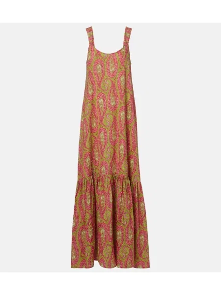 Maksi sukienka maxi Etro z nadrukiem garniturowa zielona