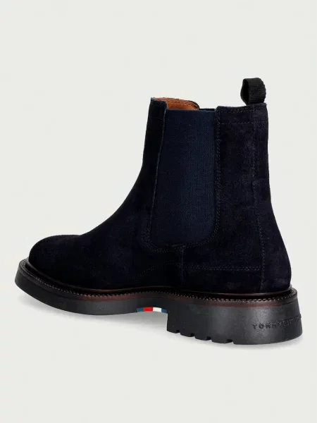 Tommy Hilfiger sztyblety zamszowe CORPORATE CASUAL SUEDE CHELSEA granatowe