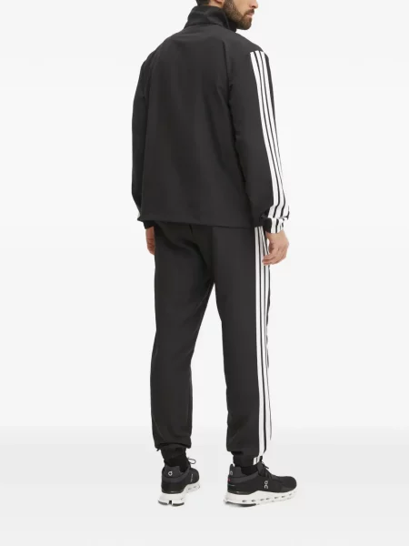Futó kerek nyakú hálós cipzáras melegítő felső Adidas fekete