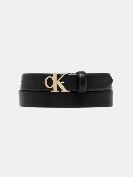 Cu centură curea Calvin Klein din piele negru