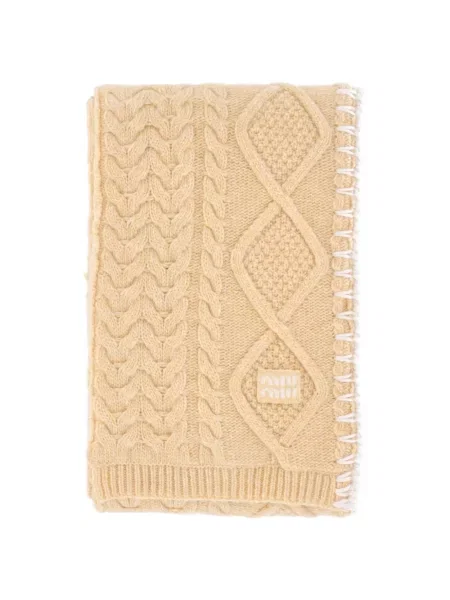 Fular Miu Miu cu broderie tricotate