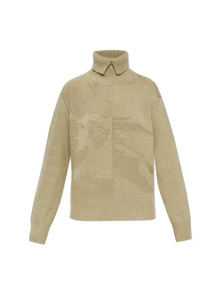 Dzianinowy sweter Burberry z nadrukiem beżowy