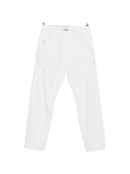 Pantaloni Stone Island cu strasuri alb
