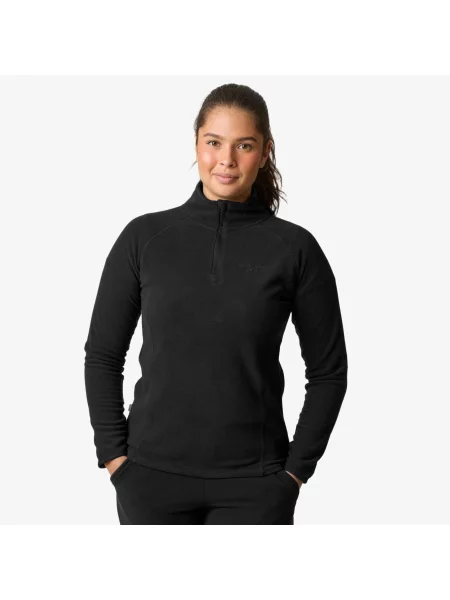 Bluza Polarowa Z ½ Zamkiem Wędrówki Kobieta Geilo Szybkoschnący czarna