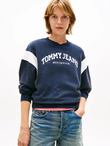 Tommy Jeans Mikina VARSITY modrá biela