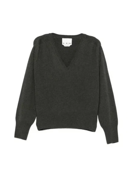 Sweter Sa Su Phi z dekoltem w serek zielony