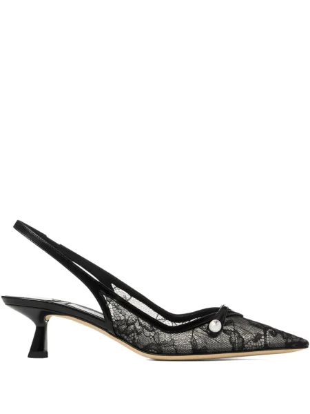 Pantofi cu toc Jimmy Choo din dantelă negru