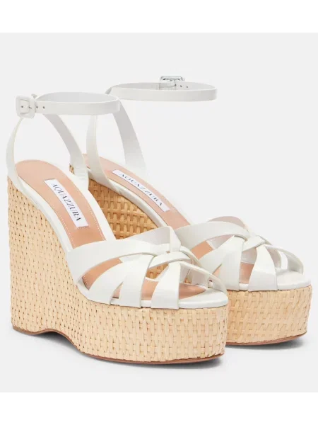 Sandale Aquazzura din piele cu pană alb