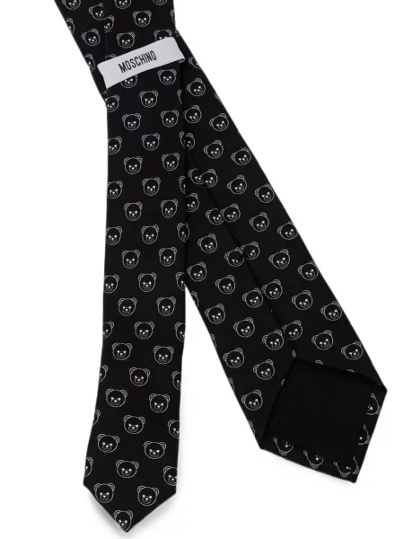 Ursuleț de pluș cravată Moschino de mătase negru