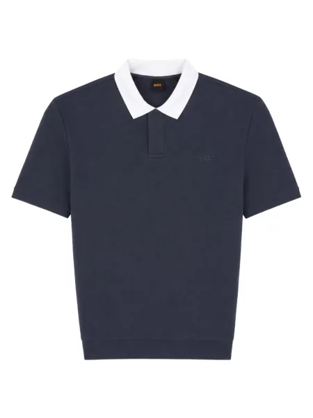 Gulerat tricou polo Boss cu autograf albastru