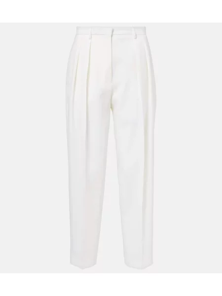 Pantaloni Altuzarra cu talie înaltă de lână alb