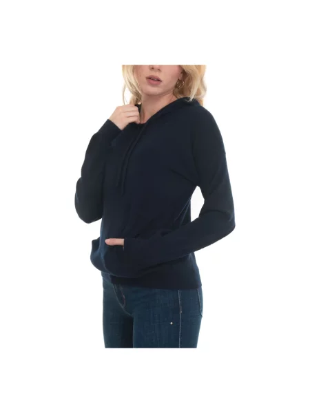 Bluza z kapturem Fay z kaszmiru z kapturem niebieska