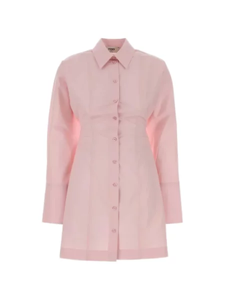 Rochie tip cămașă Fendi din poplin roz