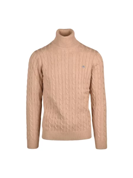 Sweter z golfem Gant do golfa brązowy