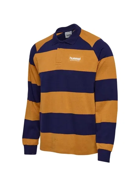 Koszulka polo z długim rękawem Hummel Striped niebieska