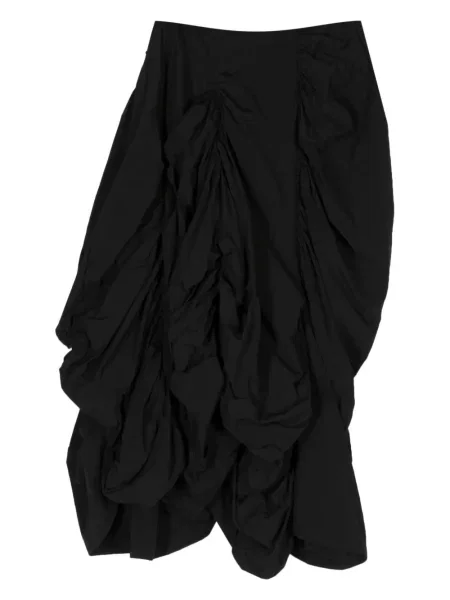 Asimetriškas drapiruotas midi sijonas Yohji Yamamoto iki kelių juoda