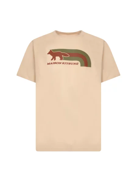 Koszulka Maison Kitsune z nadrukiem brązowa