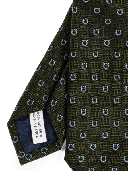 Cravată Ferragamo de mătase verde