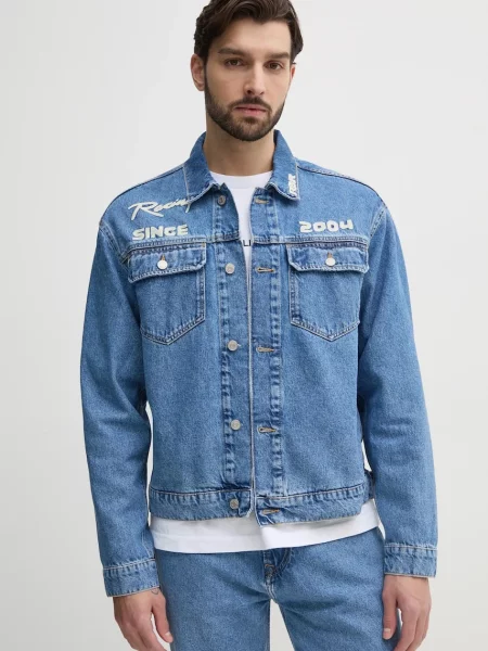 Red Bull Racing x Pepe Jeans geaca jeans PRINTED RACE JACKET barbati de tranzitie oversize roșu