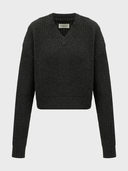 Вовняний светр Calvin Klein Jeans з V-подібним вирізом чанкі сірий