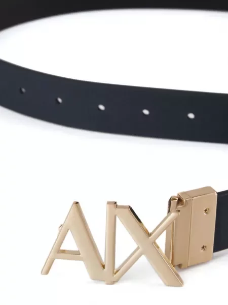 Curea Armani Exchange din piele cu cataramă cu autograf negru