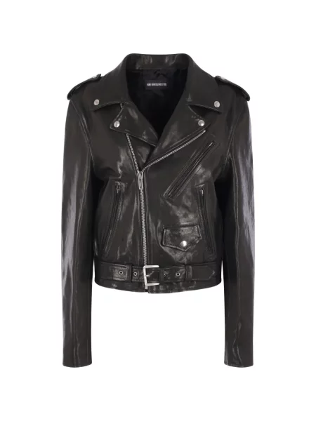 Cu centură geacă Ann Demeulemeester negru