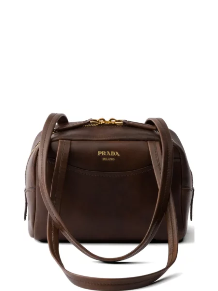 Top Prada din piele maro