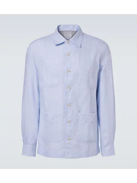 Lanena košulja Brunello Cucinelli plava
