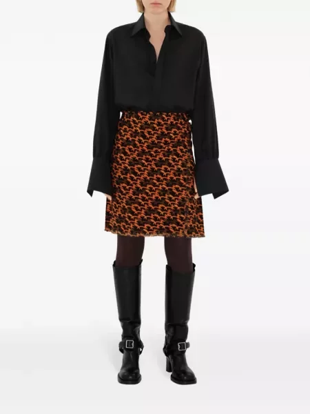 Fustă Burberry de lână cu imagine negru